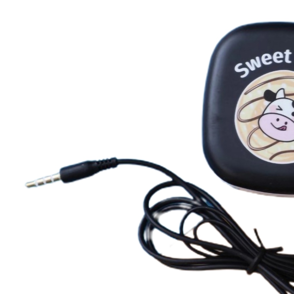 Tai nghe nhét tai LENOVO có dây giắc cắm 3.5mm giảm tiếng ồn có hộp đựng họa tiết bò sữa hoạt hình đáng yêu