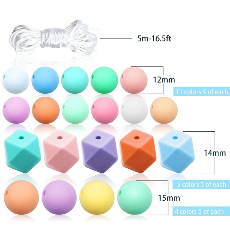 Set 101 Hạt Silicone Xỏ Lỗ Dùng Để Làm Đồ Trang Sức Thủ Công
