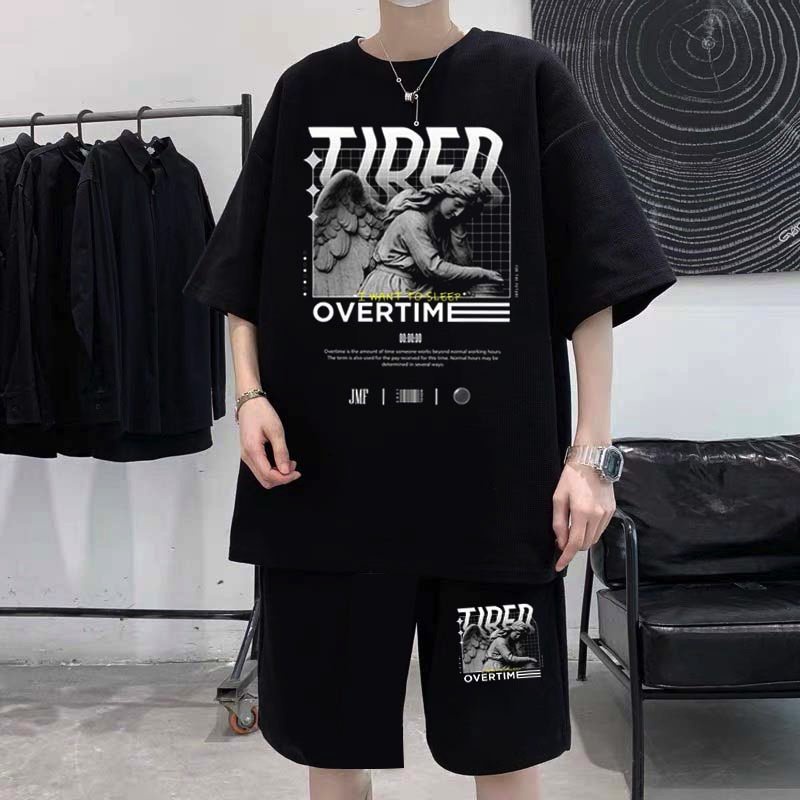 Bộ thể thao nam nữ áo tay ngắn quần short dáng rộng thời trang Phối Dây Rút Thời Trang Unisex chất đẹp