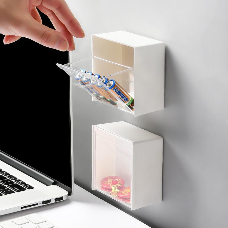 Hộp Đựng Tăm Bông Cotton Nắp Lật Gắn Tường Không Cần Khoan Chống Bụi Cho Phòng Tắm / Toilet