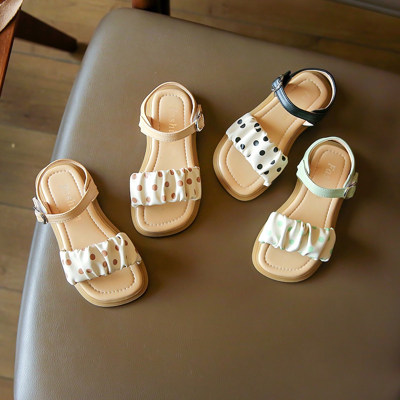 Xăng đan Công Chúa Đế Mềm Chống Trượt Họa Tiết Chấm Bi Cho Bé Gái