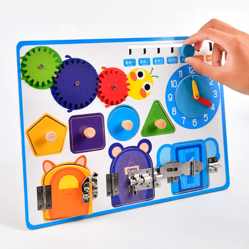 Bảng bận rộn - Busy board rèn luyện vận động tinh Montessori cho bé phát triển trí tuệ