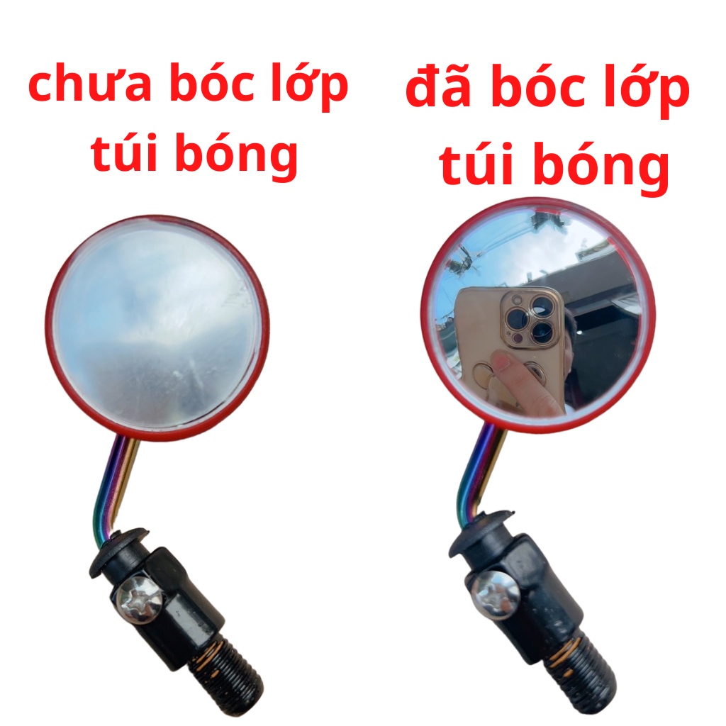 Gương mini 3cm tình yêu siêu cute lắp trang trí xe máy kiều màu xanh đỏ bạc vàng đen lắp chân 10mm ren thuận