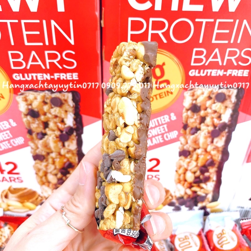 42 Thanh Protein chewy bars gluten free peanut butter semisweet chocolate chip Kirkland Mỹ