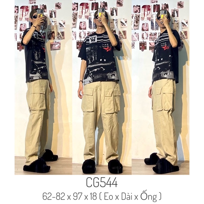 Quần cargo pants túi hộp kaki nam nữ hàng 2hand