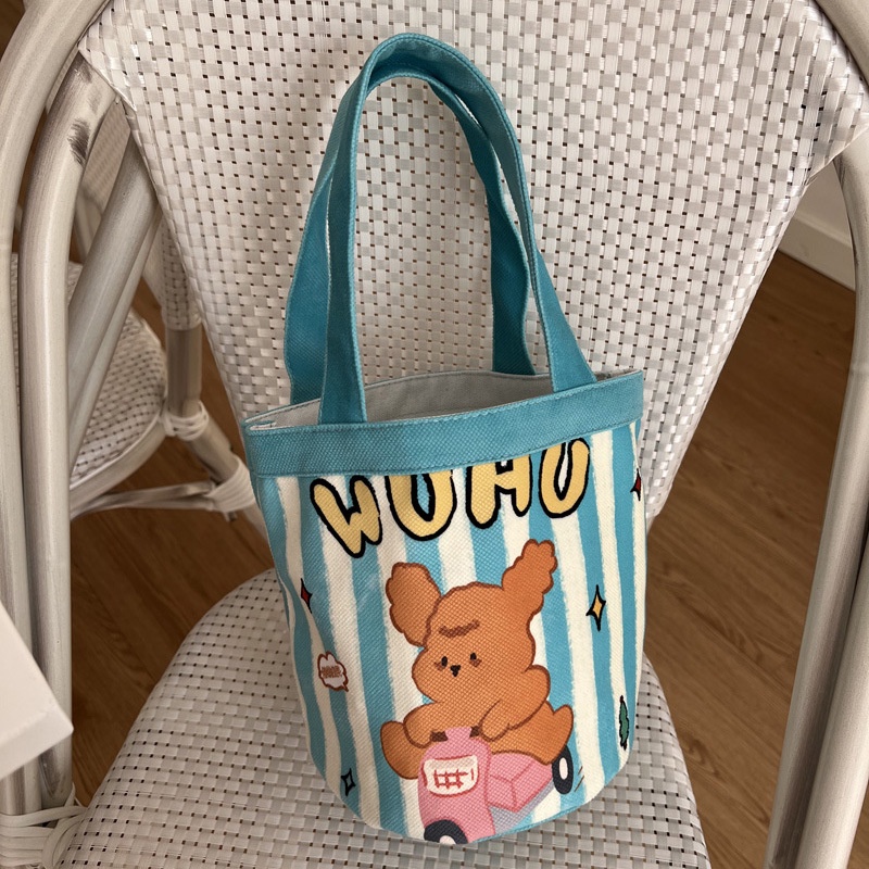 Yadou Túi Tote Bằng Vải Canvas Sức Chứa Lớn In Họa Tiết Graffiti Dễ Thương Phong Cách Hàn Quốc