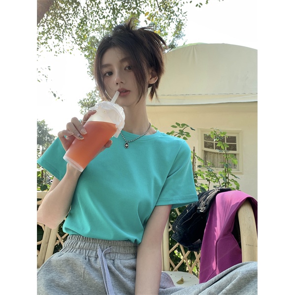 Áo Thun Cổ Tròn Dáng Ôm Phong Cách Thời Trang Hàn Quốc