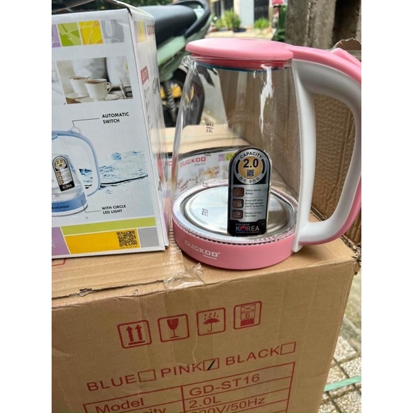 Âm Siêu Tốc Thủy Tinh Cuckoo Cao Cấp 2L 1500W , Có Đèn LED Có Rơ Le Tự Ngắt Khi Nhiệt Cao Bảo Hành 12 Tháng