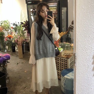 ORDER SET ÁO GILE VÀ VÁY DÀI CÔNG CHÍA ULZZANG
