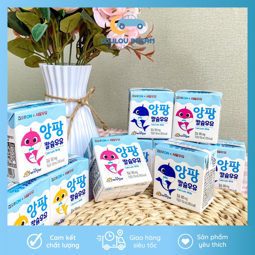 Sữa tươi Hàn Seoul Milk x Home ON Pinkfong Daesang bổ sung canxi cho bé hộp 150ml [AIR]