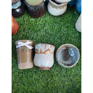 Set ly cốc gốm Nhật trang trí, trồng sen đá