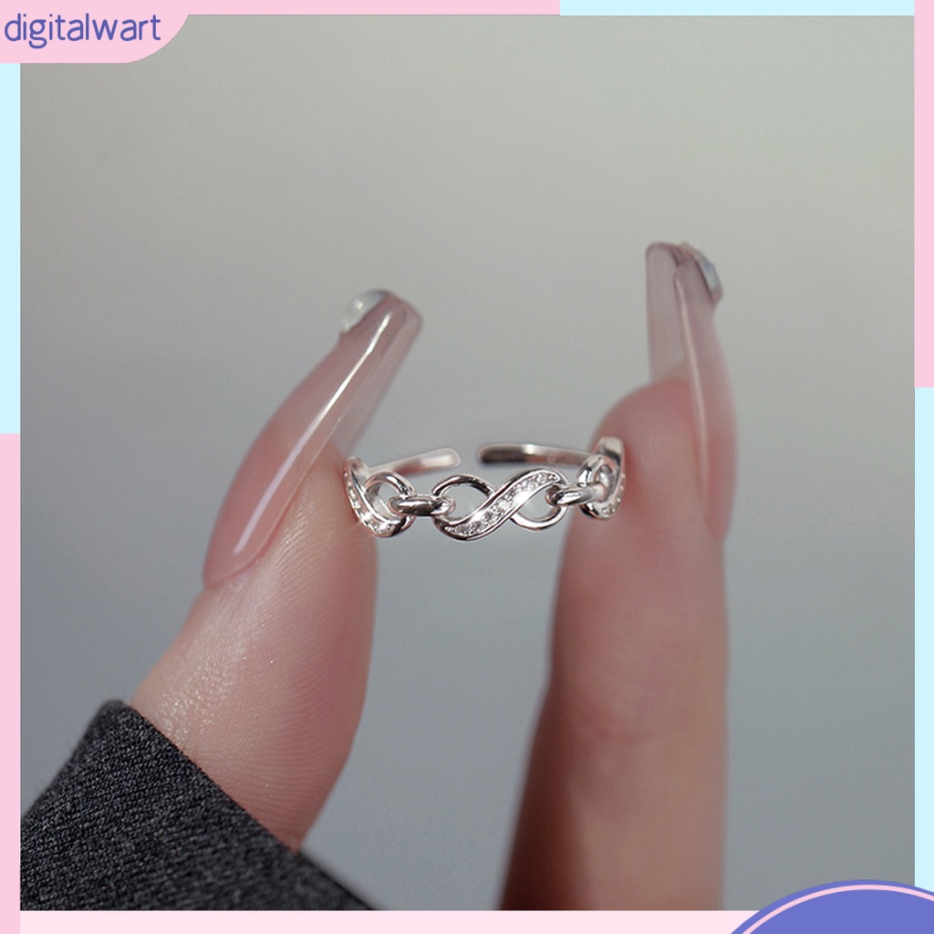 Nhẫn Hở Khắc Số 8 Vô Cực Đính Đá Lấp Lánh Thời Trang Có Thể Điều Chỉnh Cho Nữ