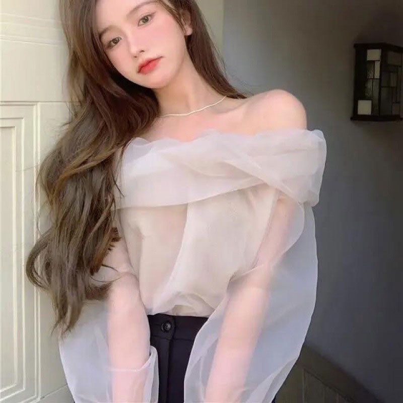 Áo Kiểu Ngắn Hở Vai Thời Trang Hàn Quốc Cho Nữ