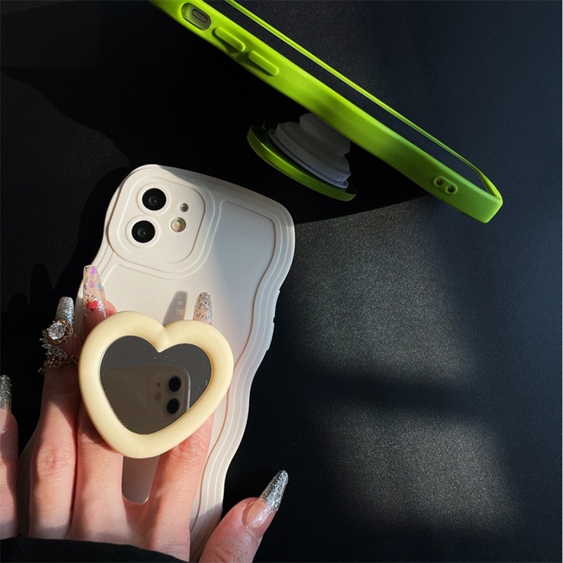 Ốp Điện Thoại Gắn Gương Hình Trái Tim Xinh Xắn Cho iPhone 14 13 12 11 pro max