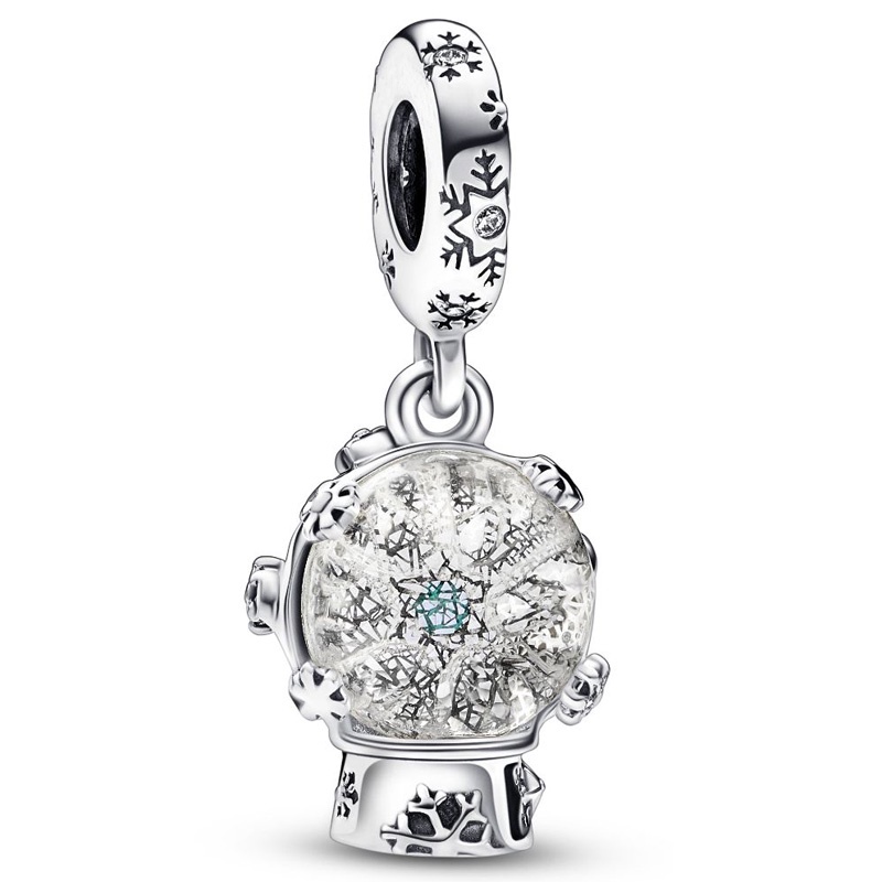 Hạt Charm Mạ Bạc 925 Hình Trái Tim Đôi Cánh Thiên Thần Tuyết Thời Trang