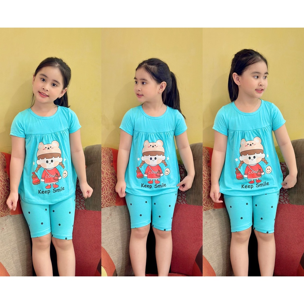 Bộ tay ngắn quần đùi lửng Babydoll thun Cotton 4 chiều cho bé gái size nhí 8-20kg- đồ bộ cho bé - pikakids