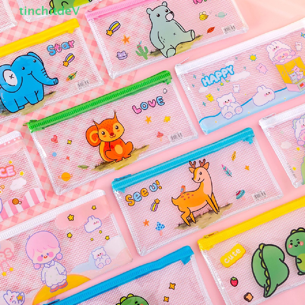 Túi Đựng Bút Bằng Pvc Trong Suốt Chống Nước Hình Động Vật Dễ Thương