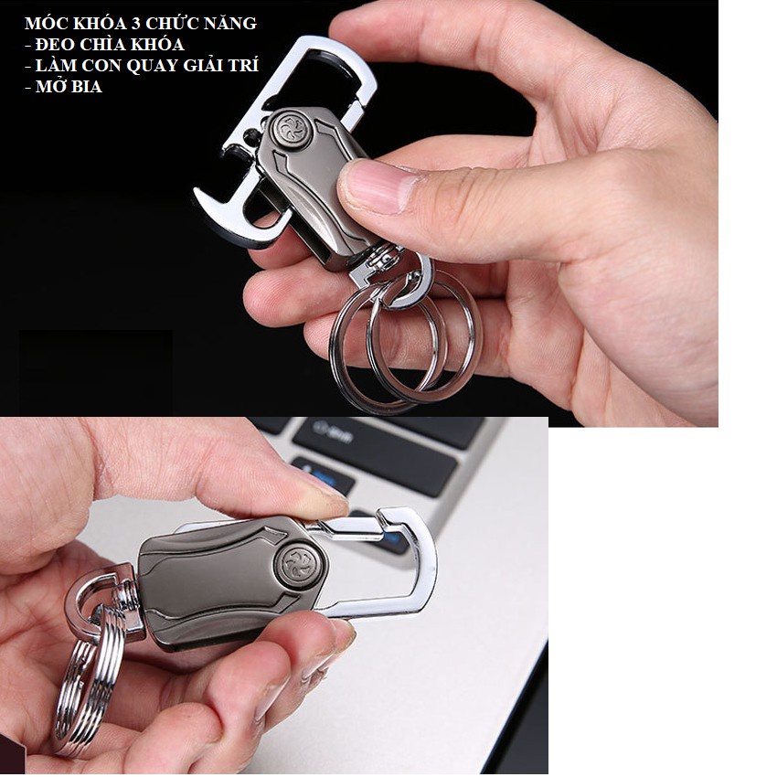 Móc khoá xoay 360 độ Inox cao cấp đa chức năng móc khóa, mở bia và con quay giải trí  thuuhaa1904