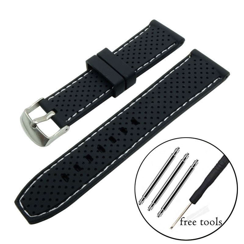 Dây Đeo Đồng Hồ Bằng Cao Su Silicone Thoáng Khí Chống Nước 20mm 22mm Cho Seiko