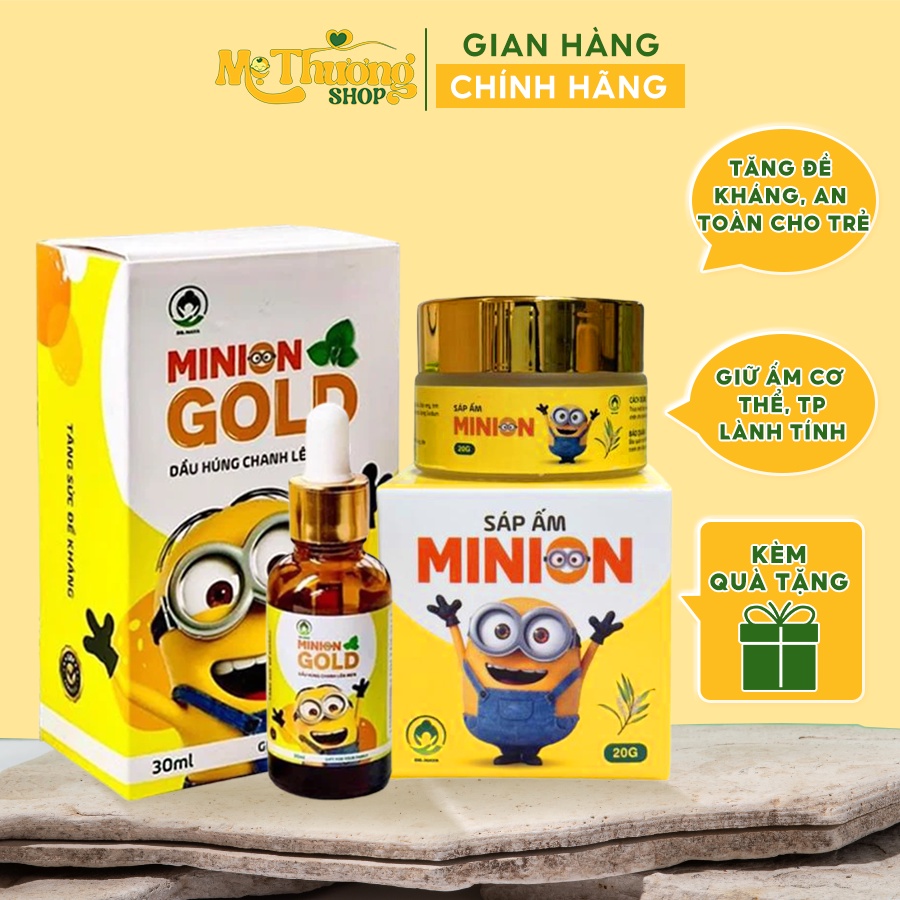 Combo Minion Plus (Dầu húng chanh+Sáp ấm) trong uống ngoài xoa, vệ sỹ bảo vệ bé