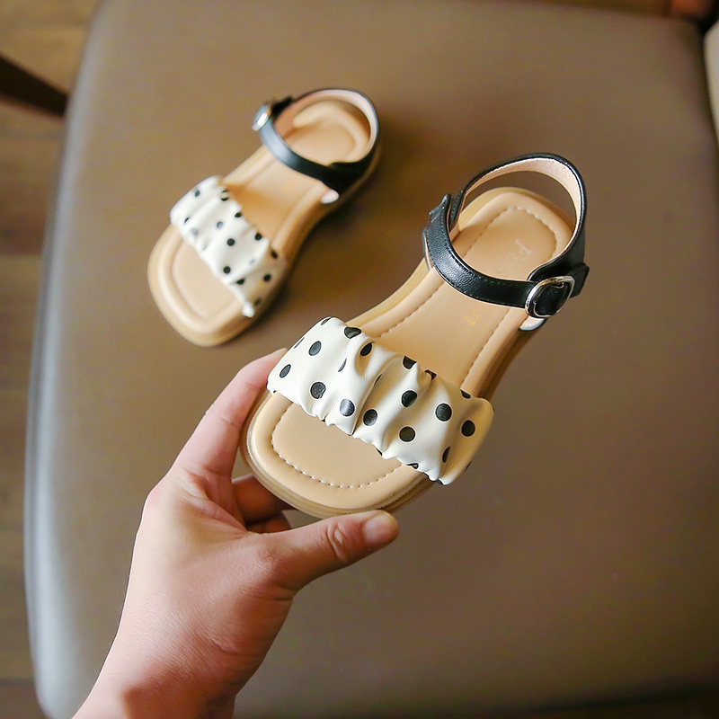 Xăng đan Công Chúa Đế Mềm Chống Trượt Họa Tiết Chấm Bi Cho Bé Gái