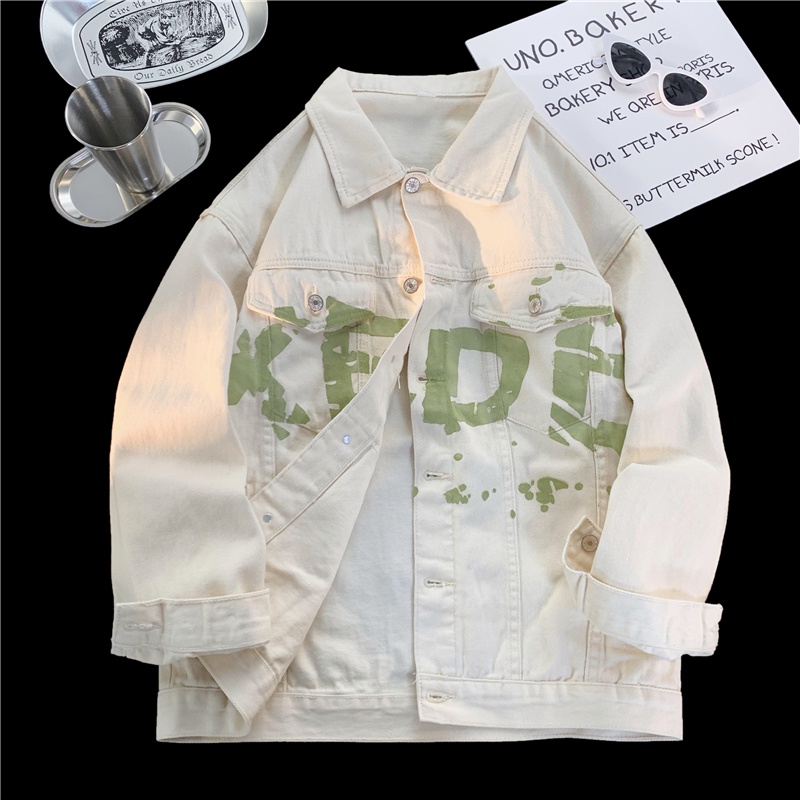 Áo Khoác Denim Dáng Rộng Phong Cách Thời Trang Đường Phố Mỹ