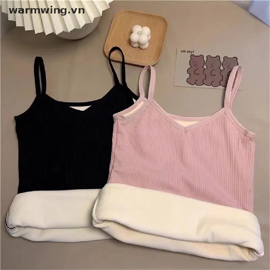 Áo Lót Nhung Dày Không Tay Giữ Ấm Màu Trơn Thời Trang Mùa Đông Cho Nữ