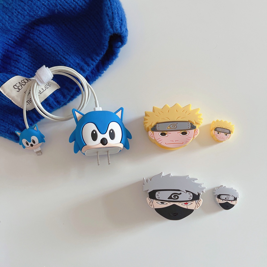 Bộ 2 Món Vỏ Bảo Vệ Hộp Sạc Tai Nghe iphone 18W / 20 Bằng Silicon Hình ninja 3D Dễ Thương Chống Sốc