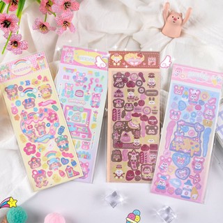 Sticker dán trang trí nhật ký hình gấu thỏ dễ thương