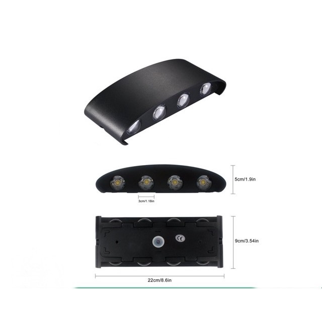 Đèn treo tường LED hắt tường 6,8 tia-nguồn nhôm đúc chống nước IP66