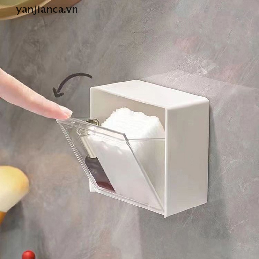 Hộp Đựng Tăm Bông Gắn Tường Bằng Nhựa Tiện Dụng