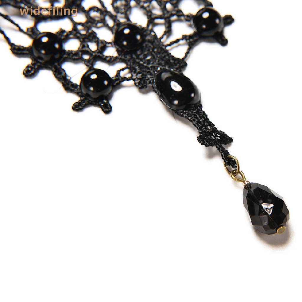 Vòng Cổ Choker Ren Đen Đính Hạt Phong Cách Victorian Steampunk Gothic