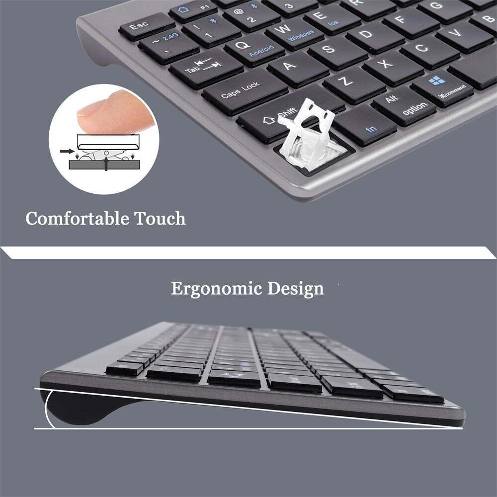 Bàn Phím Bluetooth Không Dây Không Gây Tiếng Ồn Có Thể Sạc Lại Cho Laptop / Máy Tính Bảng / PC / Windows