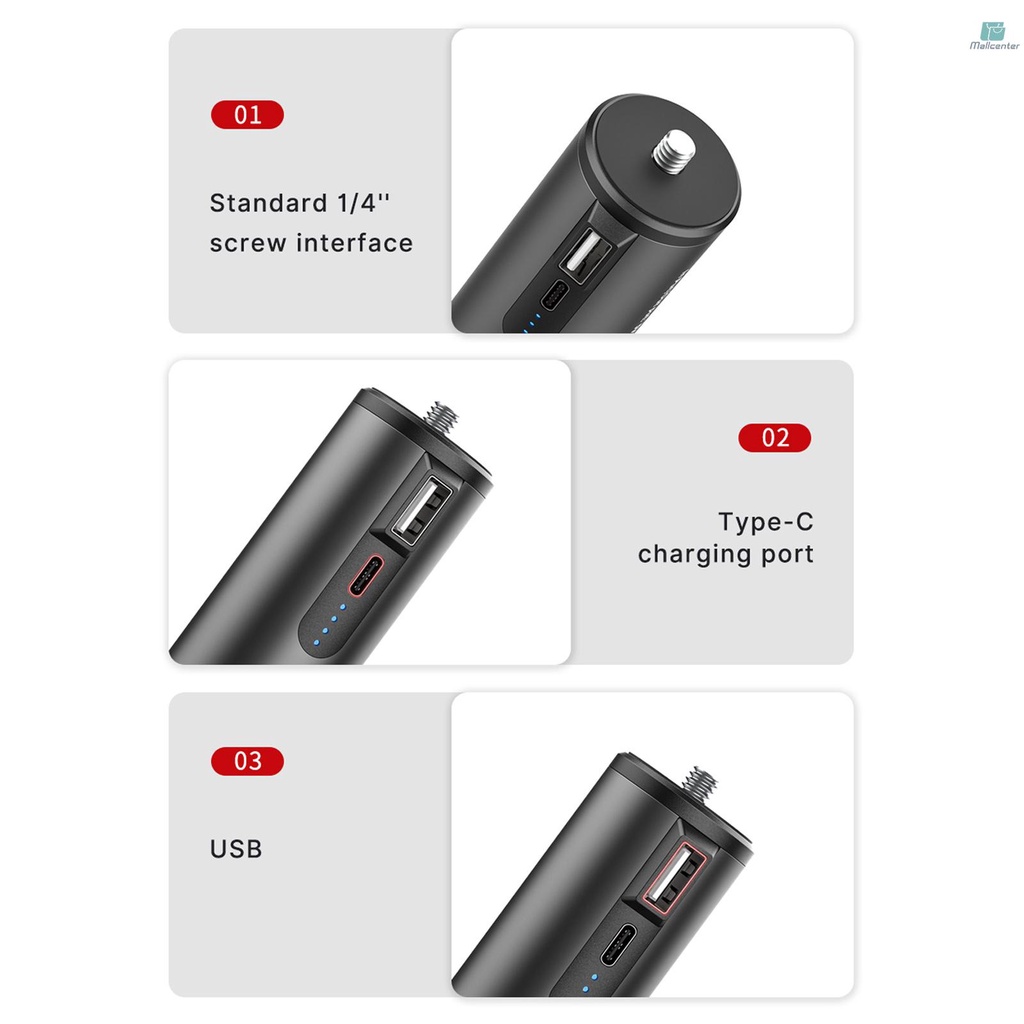 Ulanzi BG-4 Multifunctional Battery Handle Extension Grip Portable Charging Power Bank with 5000mAh Large Capacity USB Type-C Port 1/4 Inch Screw Replacement for DJI  Insta360 Vlog Recording Live Broa