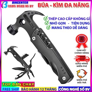 Búa đa năng gấp gọn bằng Thép không gỉ - Bộ dụng cụ đi phượt, cứu hộ khi gặp sự cố - Búa kiêm kìm, tua vít đa năng 14in1