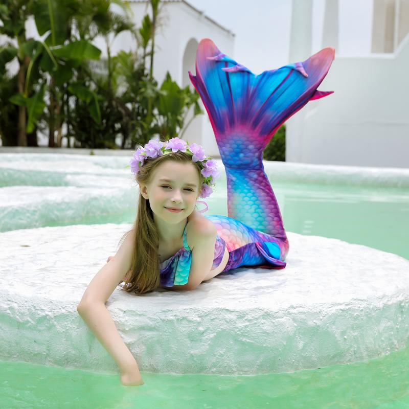 Bộ Bikini Nàng Tiên Cá Ariel 3 Món Với Vỏ Sò Đuôi Nàng Tiên Cá Xinh Xắn Cho Bé Gái Đi Biển 9 Màu
