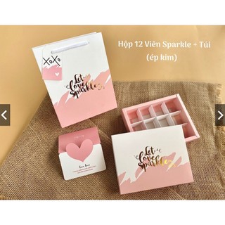 HỘP ĐỰNG 10 SET  SOCOLA 8,9,12 VIÊN (set hộp + túi )
