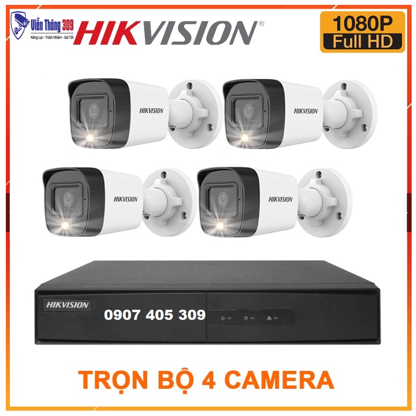 Bộ camera quan sát Hikvision 2.0MP 1080P quay ban đêm có tích hợp Mic thu âm