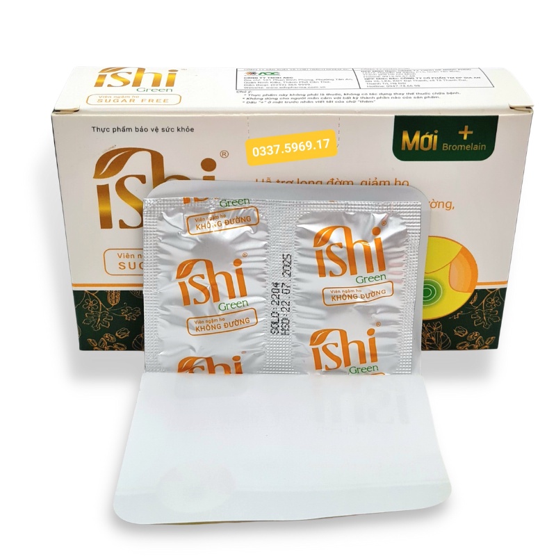 Viên ngậm ho ISHI - Giảm ho đau họng - Ho do cảm cúm - Thơm miệng - Dùng được cho người tiểu đường