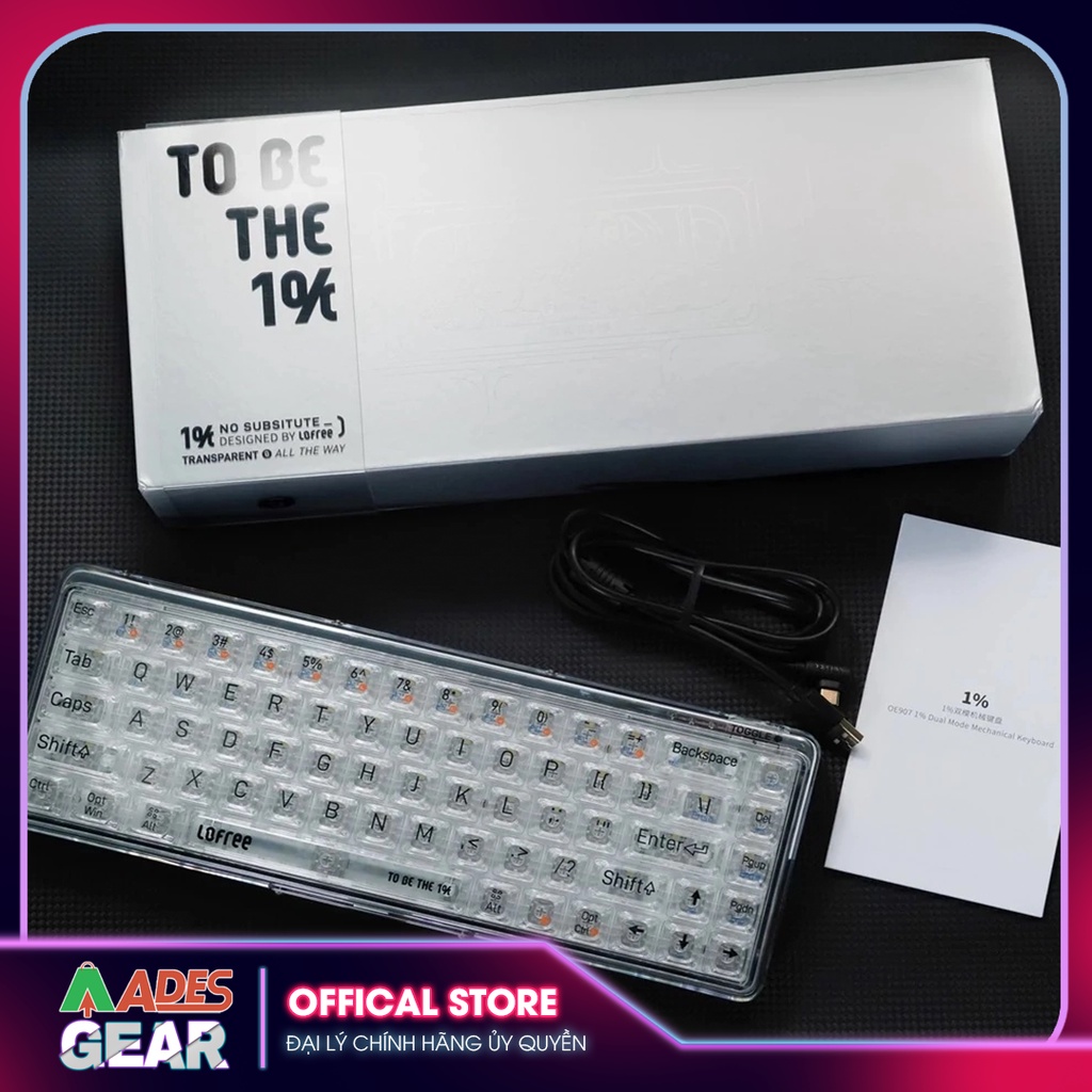 ✔️ Bàn Phím Cơ Không Dây Lofree Phiên Bản 1% Transparent ✔️ Trong Suốt  Đèn LED ✔️ BH 12 Tháng