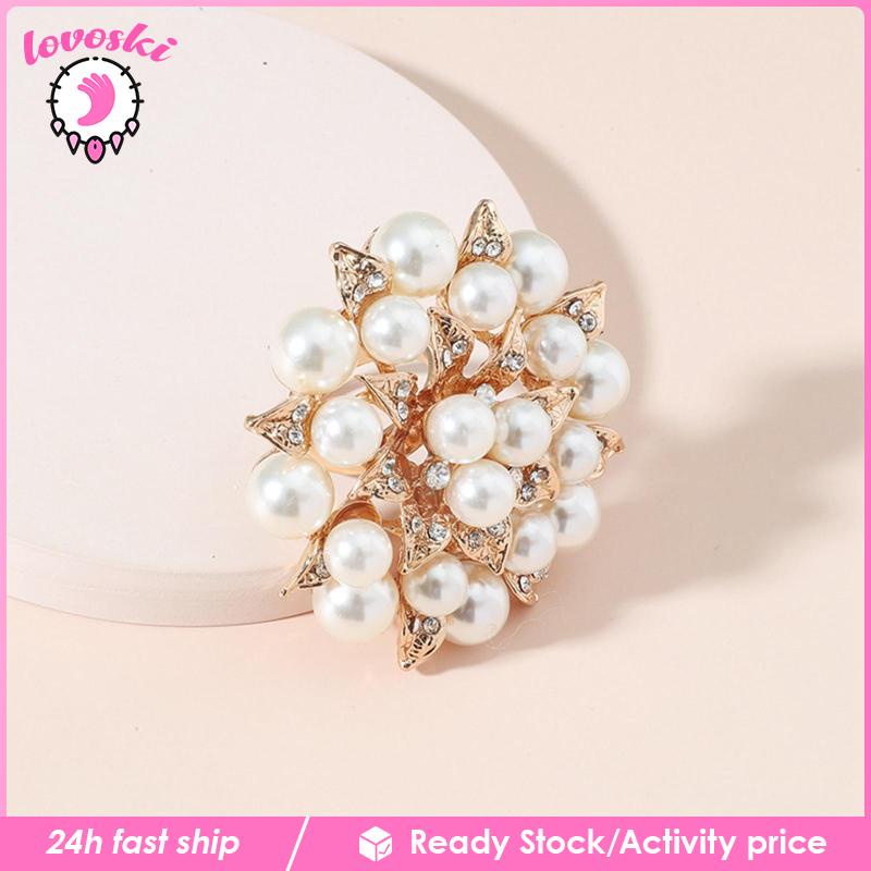 Bông Tai Hình Hoa Đính Ngọc Trai Giả Thanh Lịch Dành Cho Nữ