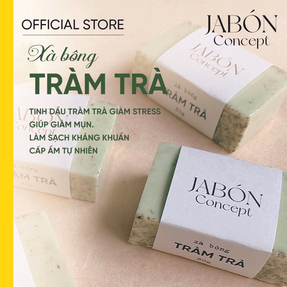 Xà Bông Handmade 80gram Bạc Hà và Tinh Dầu Tràm Trà Xà Phòng Hữu Cơ Giảm Mụn Thiên Nhiên Jabón Concept