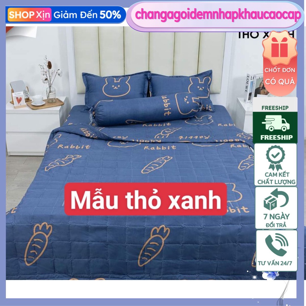 Ga Trải Giường Cotton Poly Ga 1m6x2m bọc đệm dày 15-20cm