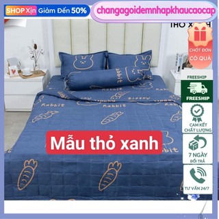 Ga trải giường cotton poly ga 1m6x2m bọc đệm dày 15-20cm
