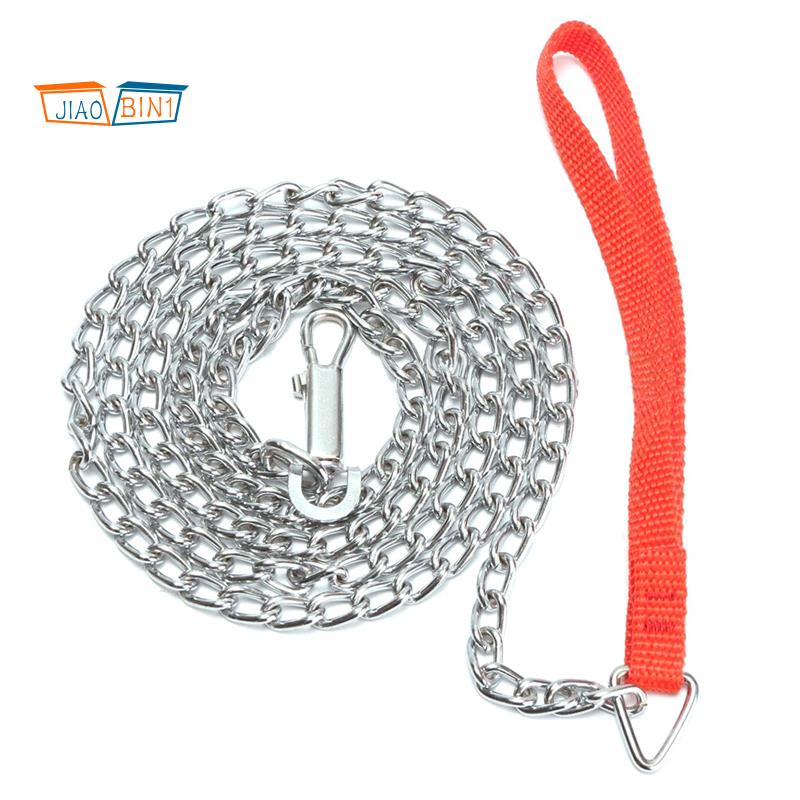 Dây Xích Kim Loại 1.6m Dắt Chó Đi Dạo Với Tay Cầm Màu Đỏ