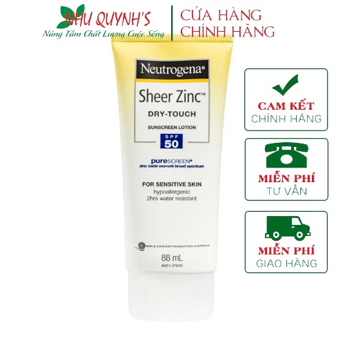 (Mẫu mới) Kem chống nắng Neutrogena Dry-Touch Sheer Zinc SPF50 (88ml)