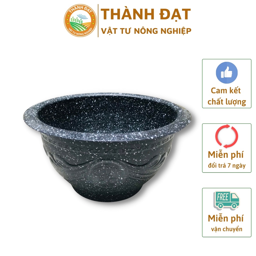 Chậu trồng cây T48 (47cmx25cm) giả đá in hoa văn phúc lộc thọ 2 màu đen, đỏ