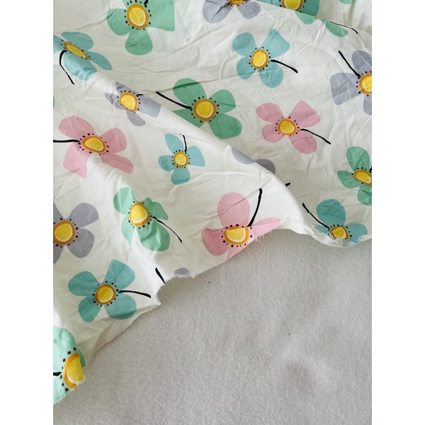 Vải thô cotton hoa lá loại dày dặn may ga gối