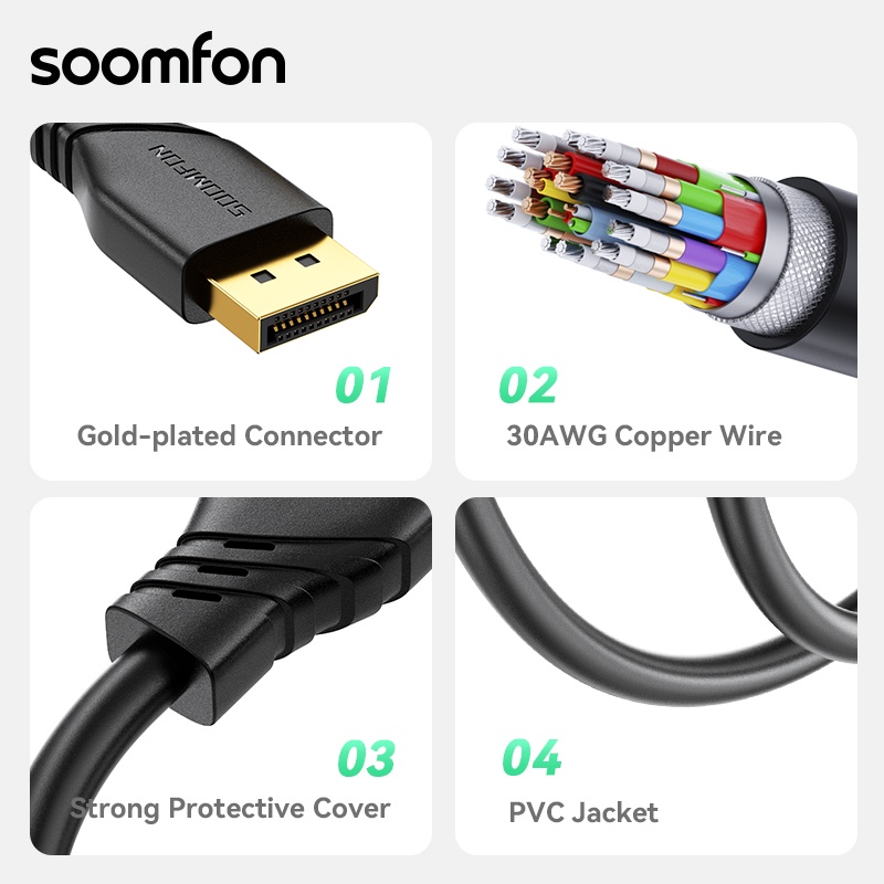 Dây Cáp Hiển Thị Màn Hình 1.4 3M 8K / 60Hz 4K / 144Hz 1080P / 240Hz Cho Máy Tính