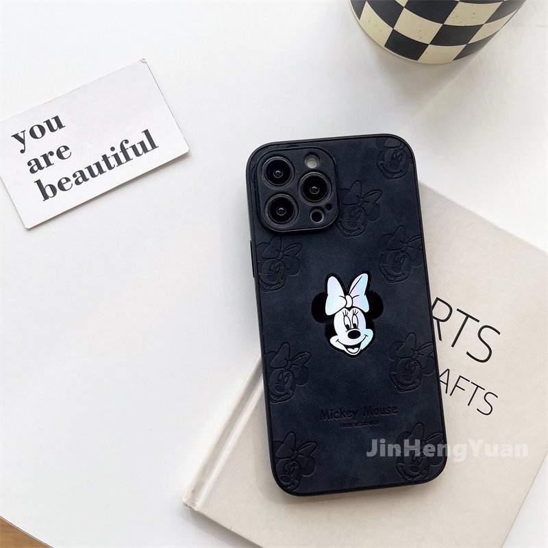 Ốp Điện Thoại Da In Hình Chuột Mickey Minnie Đúc Cho IPhone 14 12 13 11 Pro Max 14plus